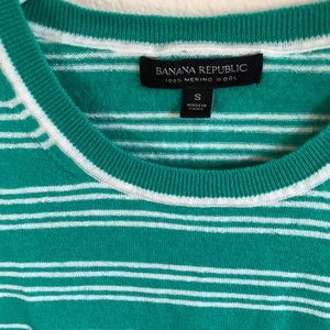 Banana republic green /white striped sweater